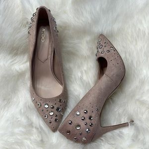 Aldo pumps. Blush colored with embellishments.
